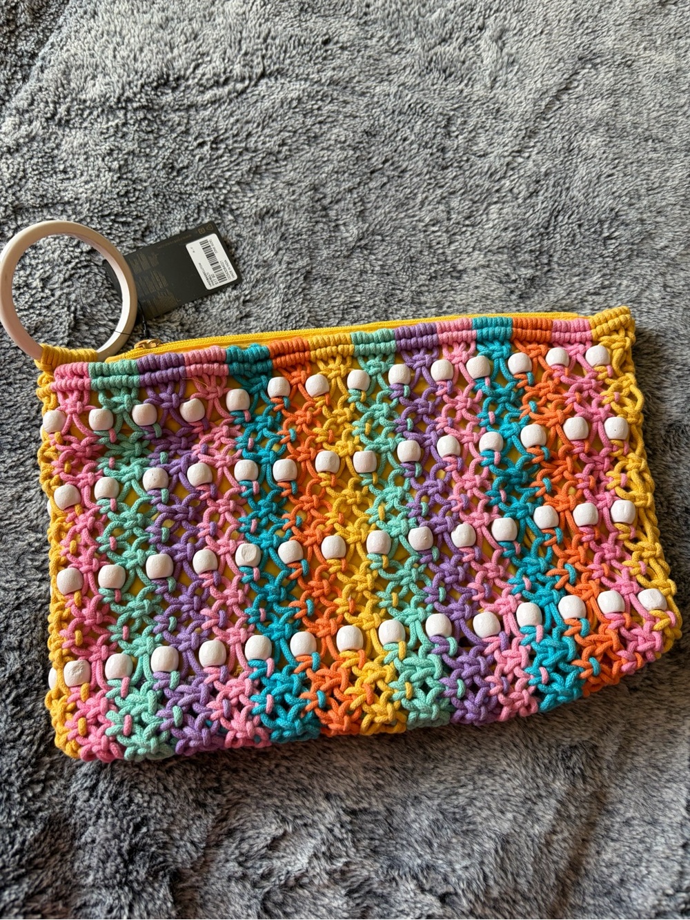 Handwoven Multicolor Beaded Crochet Wristlet Clutch